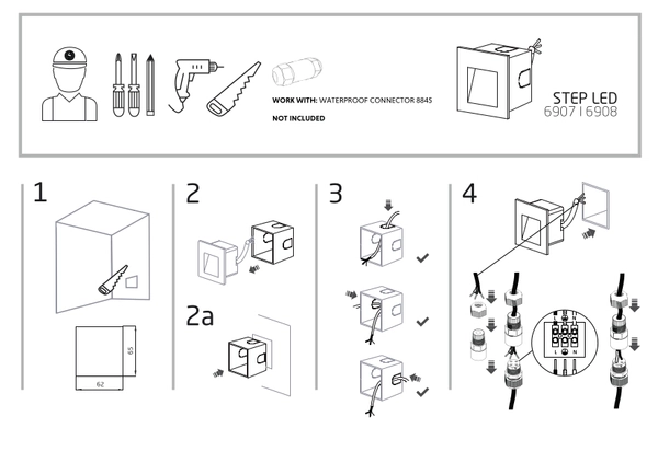 Nowoczesna lampa schodowa STEP 6907 LED 3W 3000K outdoor grafitowa
