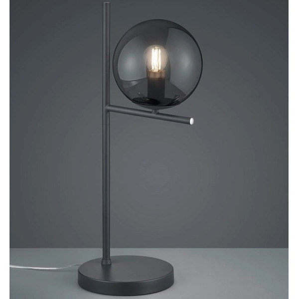 Modernistyczna LAMPA stołowa NYXIS DL142502000 Trio szklana LAMPKA stojąca kula grafitowa przydymiona