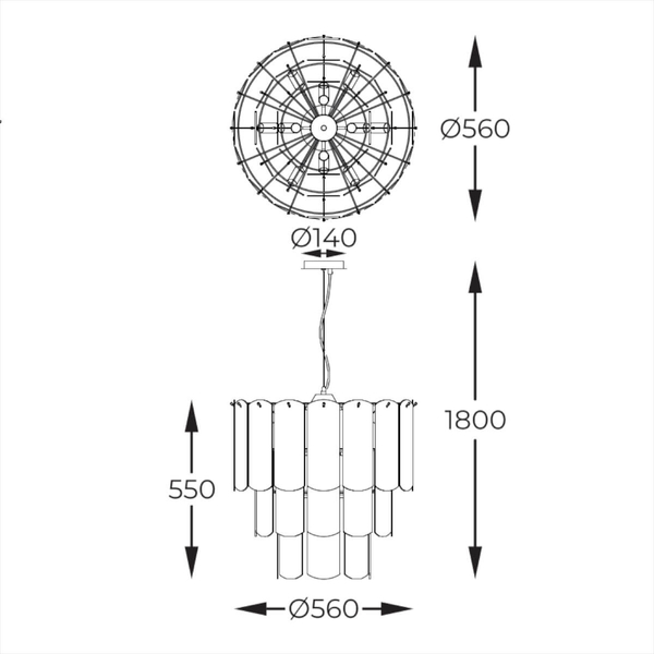 Metalowa lampa wisząca Nira MD3523-14L-EBCN Zumaline przydymiony czarny