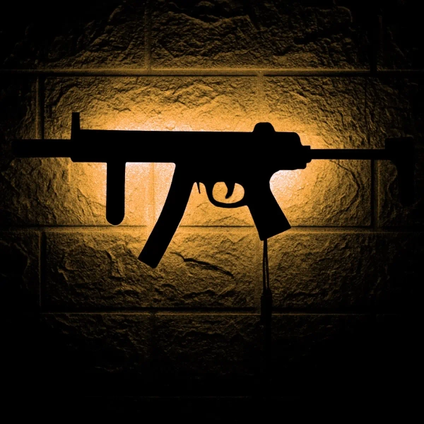 Młodzieżowy kinkiet ścienny KLMP5 LED RGB karabin USB czarny