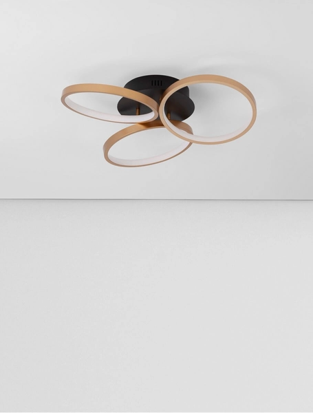 Nowoczesna lampa sufitowa Croix rings LED 28W 3000K złota czarna