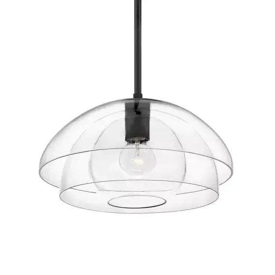 Kopułowa lampa wisząca LOTUS QN-LOTUS-P-BLK szklana czarna przezroczysta