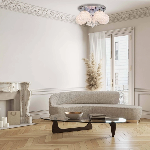 Plafon glamour do salonu Sada LED LP-119/3C kryształki metalowy nad stół biały srebrny