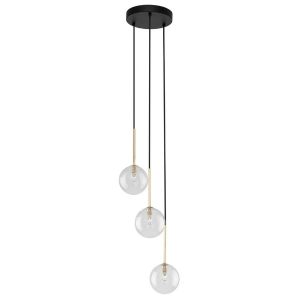 Zwisająca lampa do salonu Nilos 5942 bańka przezroczysta złota