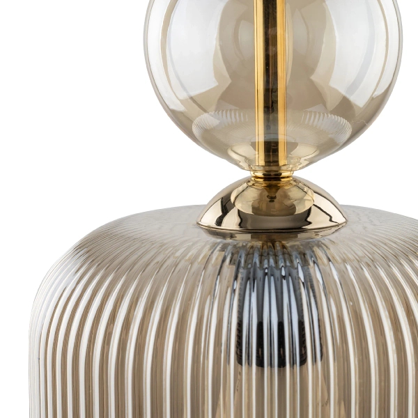 Ryflowana wisząca lampa Sophia Cognac 11038 szklana kula koniak