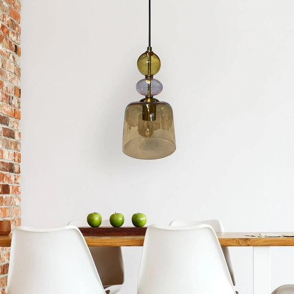 Szklana lampa wisząca Tropea LP-2004/1P S AM retro bursztynowa