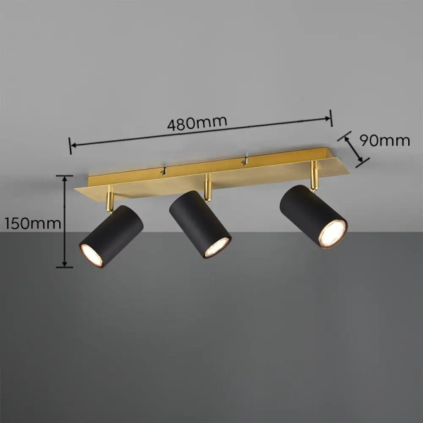 Potrójna lampa sufitowa MARLEY 802400380 czarna złota 3xGU10
