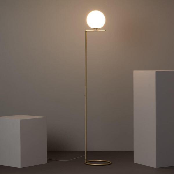 Kulista lampa podłogowa Home ABR-LSHH-E27 Abruzzo złoty biały