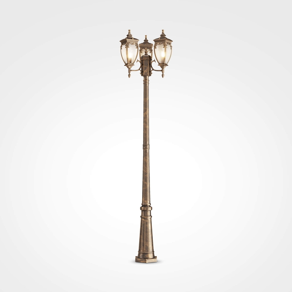 Antyczna lampa stojąca Fleur O414FL-03GB ogrodowa złota