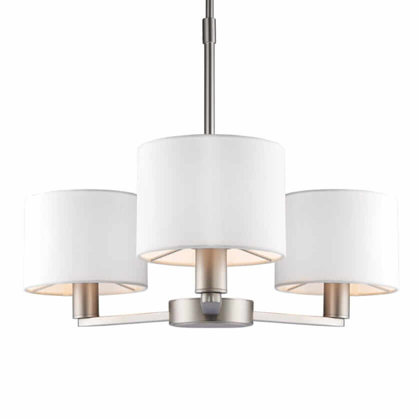 Lampa wisząca abażurowa Daley 60256 Endon nikiel biała srebrna