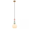 Ceramiczna wisząca lampa 22079 szkło opalowe do przedpokoju mosiądz