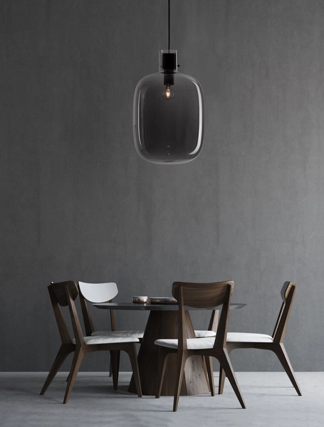 Loftowa lampa wisząca Padre szklana czarna przydymiona