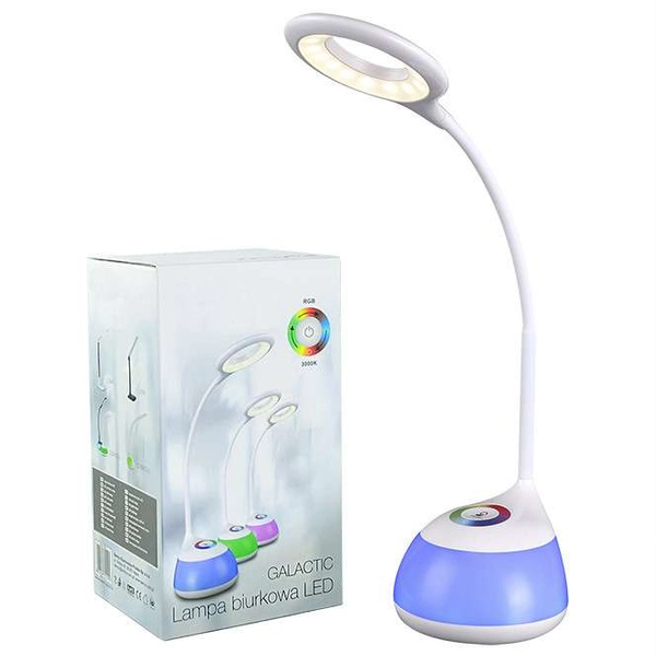 Regulowana LAMPKA biurkowa GALACTIC 311191 Polux stojąca LAMPA stołowa LED 5W 3000K RGB do pokoju dziecięcego biała