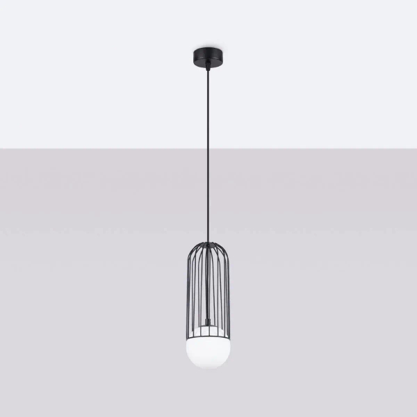 Lampa zwis Brina SL.1332 Sollux klatka bańka do salonu czarna