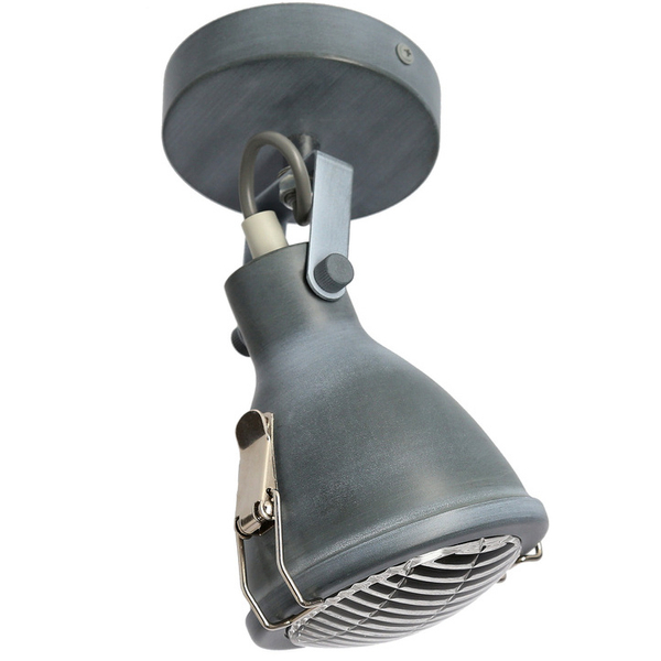 Industrialna lampa kinkiet CRODO 91-71101 reflektorek regulowany szary