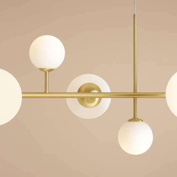 Podwieszana salonowa lampa Dione 1092N40 Aldex balls nad stół złota