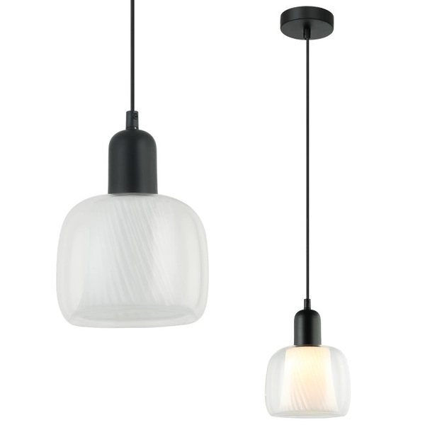 Wisząca LAMPA skandynawska LAMEZIA PND-67594-1-BK+CL Italux loftowy ZWIS szklany do kuchni czarny