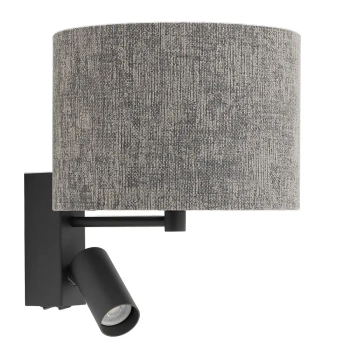 Abażurowa lampa ścienna LAGO 11677 tubka tkaninowa szara