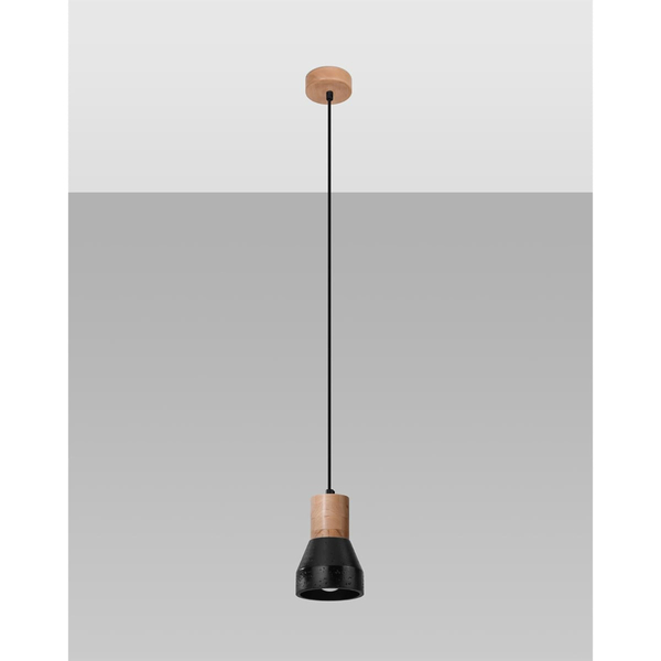 Wisząca lampa loftowa SL.0963 do jadalni czarna drewniana