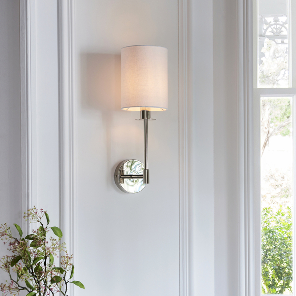 Abażurowa lampa ścienna L&-199497 Light& tuba biała nikiel