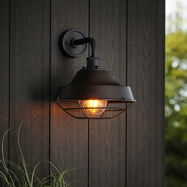 Kopułowa lampa ścienna L&-195888 IP44 czarny przezroczysty