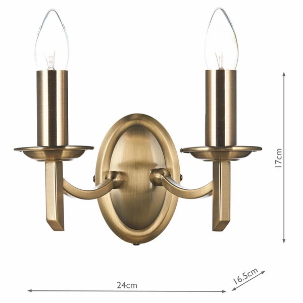 Podwójny kinkiet Ambassador AMB0975 Dar Lighting metalowy mosiądz