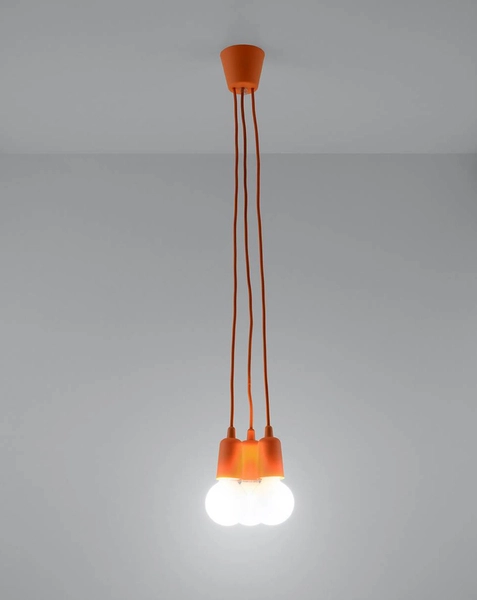 Wisząca LAMPA industrialna SL.0585 pająk OPRAWKA kable ZWIS przewody pomarańczowa