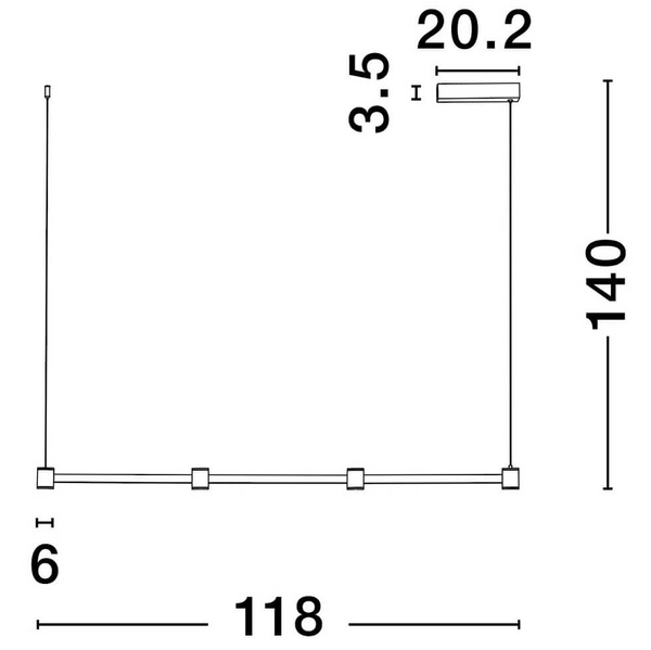 Lampa zwisająca na listwie PISCO LE44355 LED 24W 3000K podłużna czarna