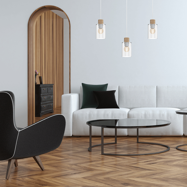Lampa wisząca Madera MLP8555 na listwie biała drewniana
