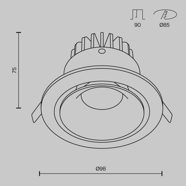 Wpustowa lampa Yin DL031-L12W3K-D-W Maytoni LED 12W 3000K do jadalni biała
