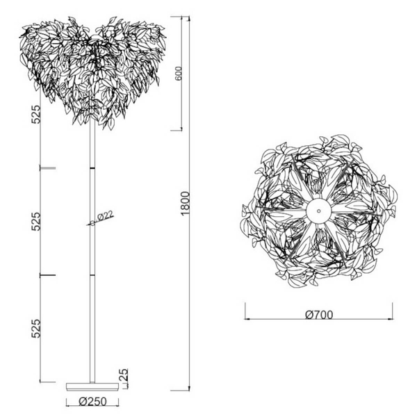 Stojąca lampa podłogowa Leavy R40463032 RL Light listki czarna