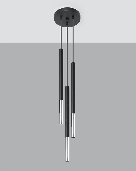 Kaskada LAMPA wisząca SL.0887 okrągła OPRAWA tuby ZWIS metalowy czarny chrom