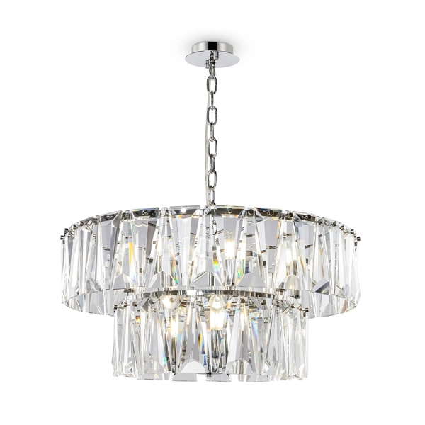 Lampa na łańcuchu wisząca Puntes MOD043PL-12CH pałacowa srebrna