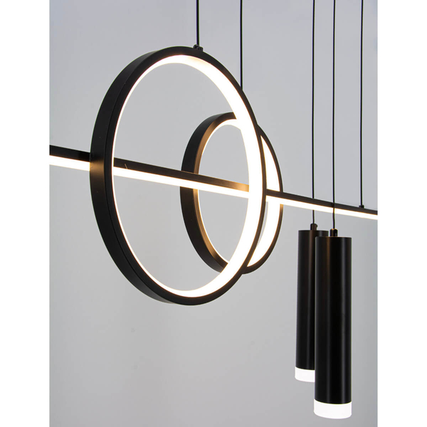 Zwisowa lampa Moderno DRS3620/2 BL LED okręgi tuby czarna