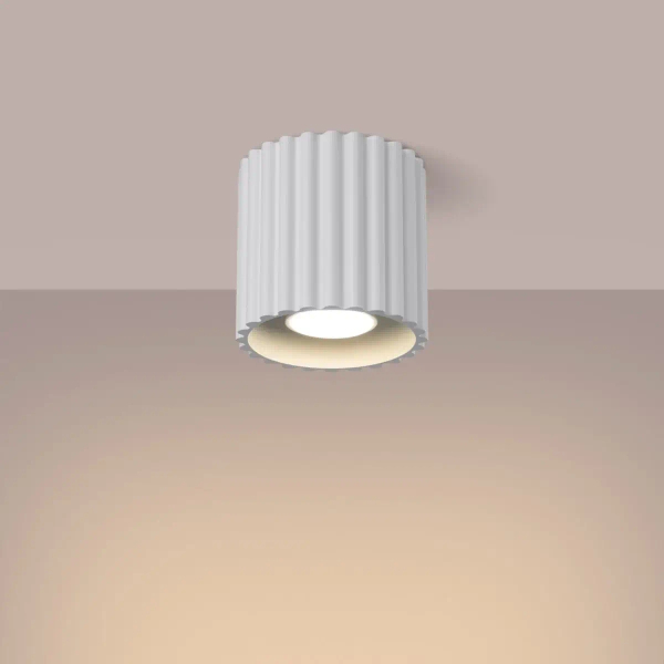 Metalowa lampa sufitowa AURA SL.1779 tubka ryflowana biała