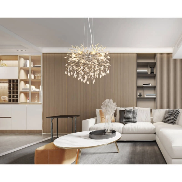 Szklana zwisająca lampa Queena 64138H1S do salonu kryształowa srebrna