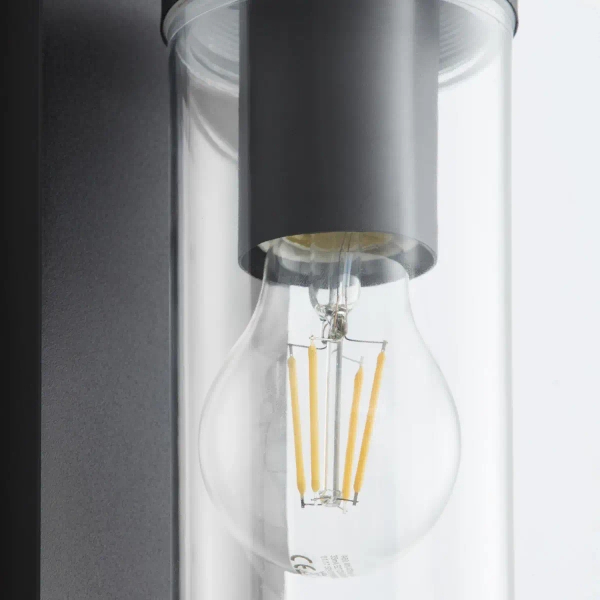 Zewnętrzna lampa ścienna Aosta 96355/06 IP44 tuba czarny przezroczysty