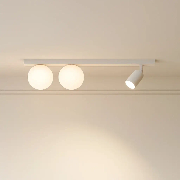 Sufitowa lampa kulista ANDI białe szklane kule reflektorek regulowany tubka K-5495