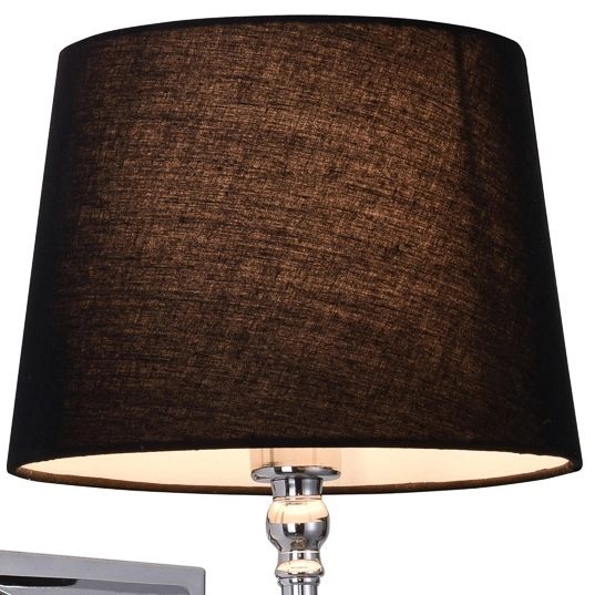 Kinkiet LAMPA ścienna LUNO WL-2021-1 Italux klasyczna OPRAWA abażurowa chrom czarna