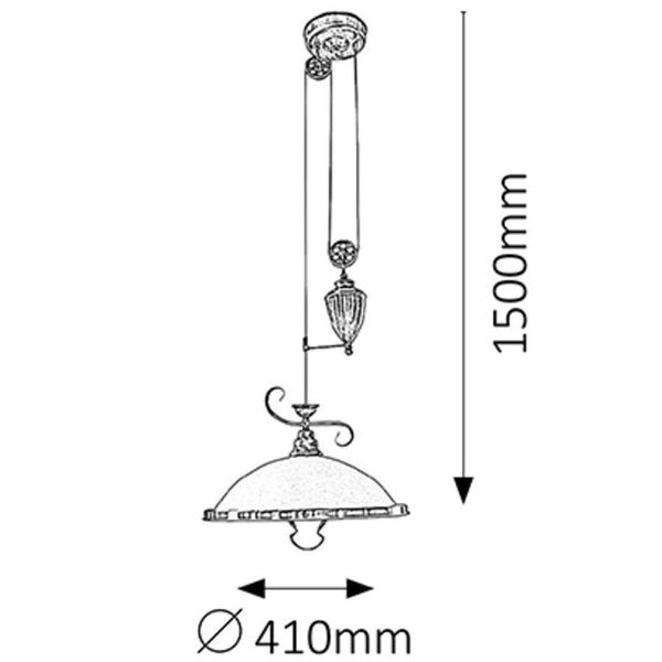 Antyczna LAMPA wisząca ELISETT 2756 Rabalux metalowa OPRAWA dekoracyjny ZWIS z przeciwwagą brąz biały