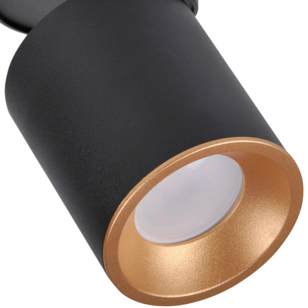 Kierunkowa lampa sufitowa Nixa do przedpokoju czarna złota