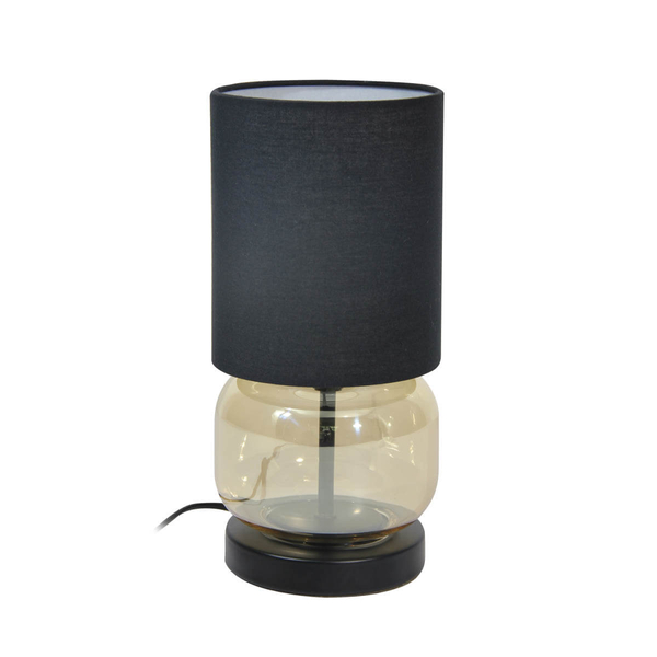 Lampka stołowa Dorme TB-63748-BL-AMB Italux tkanina szkło czarny bursztynowy