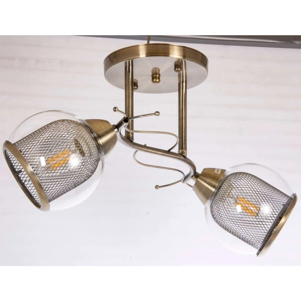 Loftowa lampa sufitowa VEN 7715-2 szklana druciana patyna przezroczyste