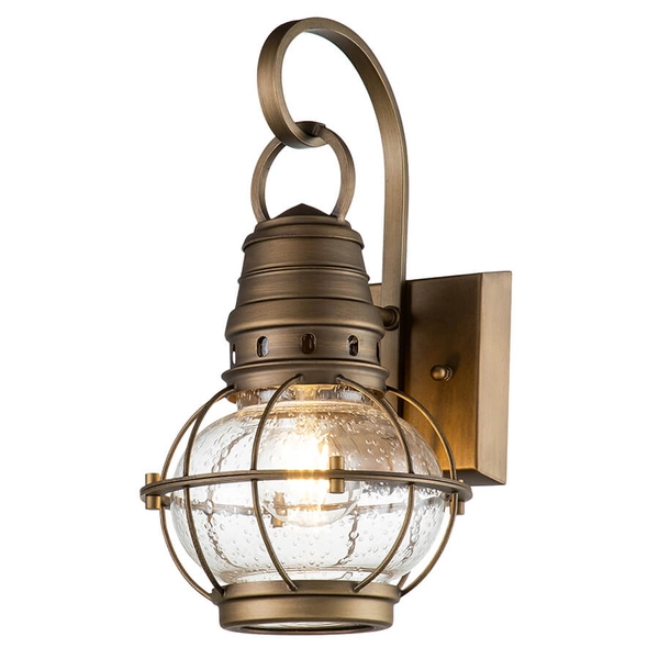 Kinkiet ścienny zewnętrzny Bridge Point KL-BRIDGEPOINT-S-NBR IP44 mosiądz