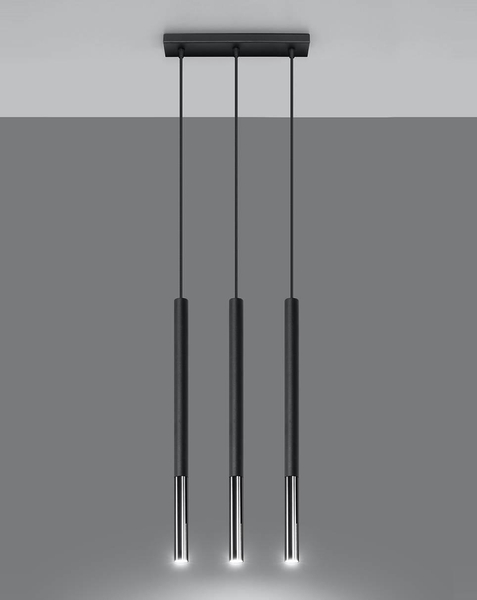 Wisząca LAMPA kaskada SL.0886 metalowa OPRAWA tuby ZWIS na listwie czarny chrom