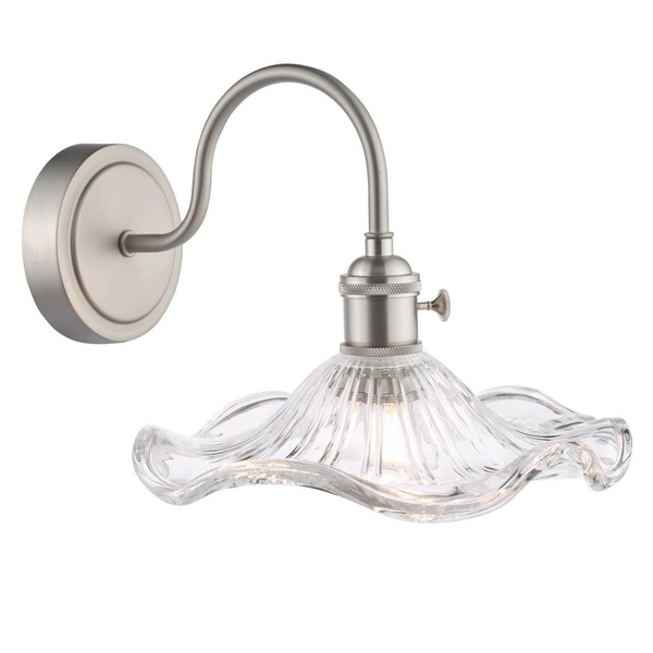 Szklana lampa na ścianę Hadano HAD0761-12 falowana chrom przezroczysty