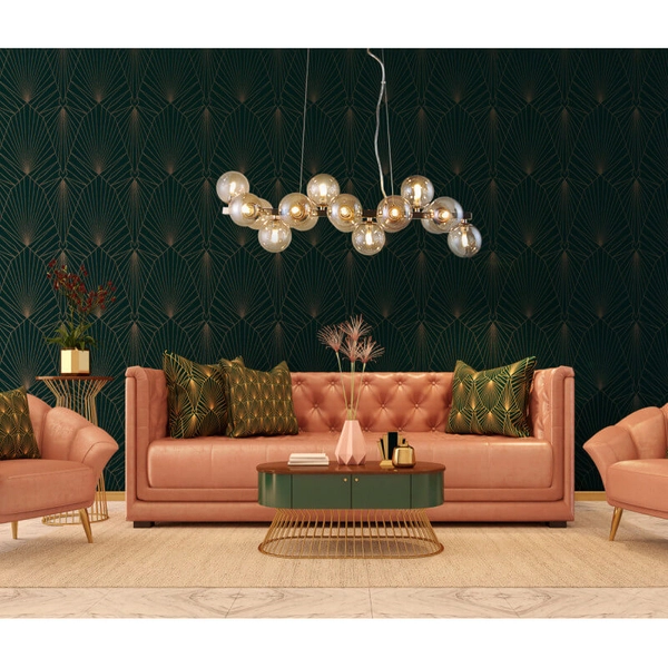 Modernistyczna lampa wisząca Marbelio PND-6161-16 GO+CO złote przydymione