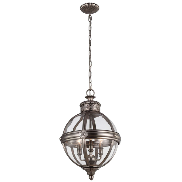 LAMPA wisząca FE-ADAMS-3P-BRZ Elstead FEISS rustykalna OPRAWA metalowa ZWIS kula ball na łańcuchu brąz przezroczysty