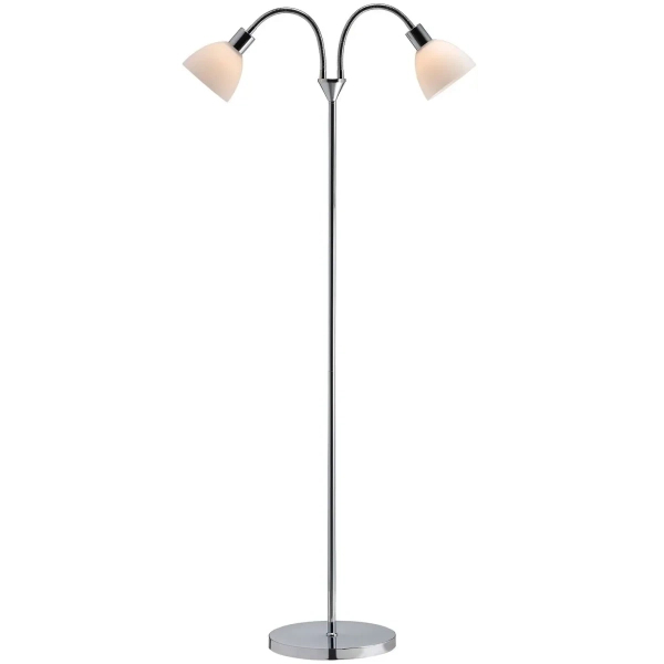 Lampa podłogowa podwójna Ray 63224033 metalowa szklana biała chrom