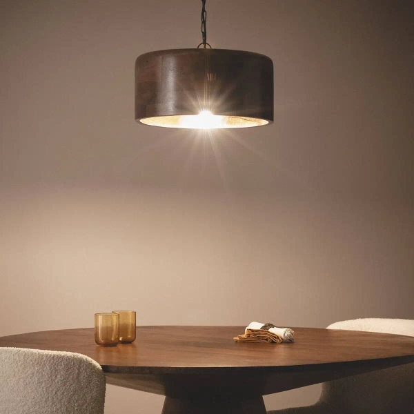 Wiszący lampa z drewno mango Niche ABR-LWD-NICH na łańcuchu brązowa
